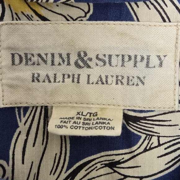 Ralph Lauren Denim & Supply Tropical Button Front Shirt Men XLT Blue Hawaiian - Picture 4 of 7